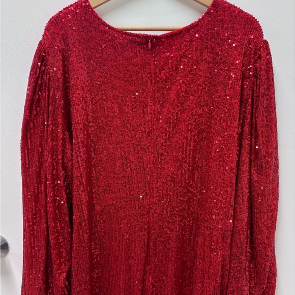 Ivy City Short Lady Red Sequin Long Sleeve Dress - Picture 6 of 8